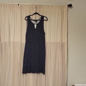 Mi Dark Blue Polka Dot Midi Dress